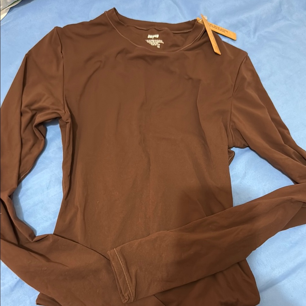 SKIMS Brown Fitted Hoodie Bodysuit